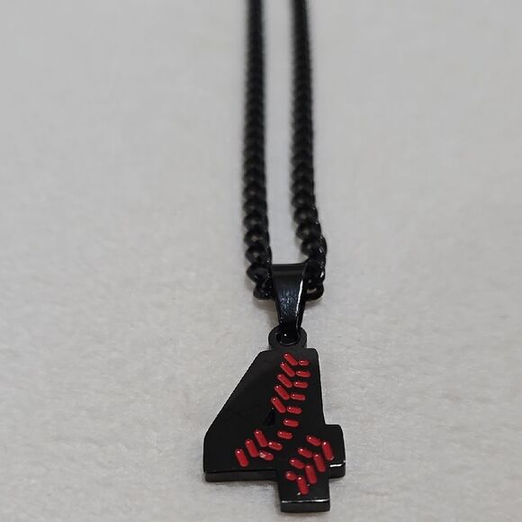 Baseball Number 4 Pendant Necklace - Picture 1 of 4